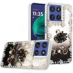 Moto G Stylus 5G 2026/2025 Pearls Epoxy Glitter Ornaments Design Chrome Edged Case - 2