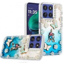Moto G Stylus 5G 2026/2025 Pearls Epoxy Glitter Ornaments Design Chrome Edged Case - 4
