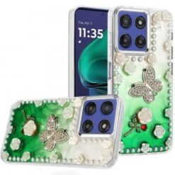 Moto G Stylus 5G 2026/2025 Pearls Epoxy Glitter Ornaments Design Chrome Edged Case - 6