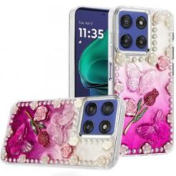 Moto G Stylus 5G 2026/2025 Pearls Epoxy Glitter Ornaments Design Chrome Edged Case - 7