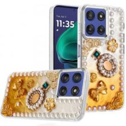 Moto G Stylus 5G 2026/2025 Pearls Epoxy Glitter Ornaments Design Chrome Edged Case - 8