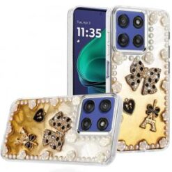 Moto G Stylus 5G 2026/2025 Pearls Epoxy Glitter Ornaments Design Chrome Edged Case - 9