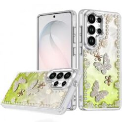 Samsung s26 Ultra Pearls Epoxy Glitter Ornaments Design Chrome Edged Case - 1