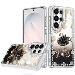 Samsung s26 Ultra Pearls Epoxy Glitter Ornaments Design Chrome Edged Case - 2