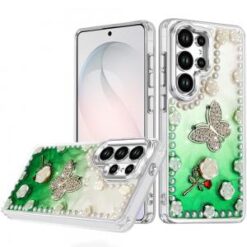 Samsung s26 Ultra Pearls Epoxy Glitter Ornaments Design Chrome Edged Case - 6