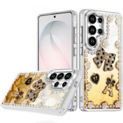 Samsung s26 Ultra Pearls Epoxy Glitter Ornaments Design Chrome Edged Case - 9