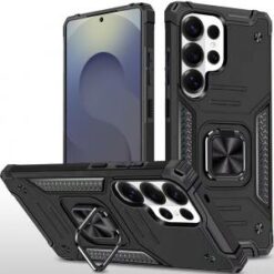 Samsung s26 Ultra Robust Magnetic Kickstand Hybrid Case Cover - Black