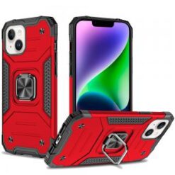 iPhone 14/iPhone 13 Robust Magnetic Kickstand Hybrid Case Cover - Red