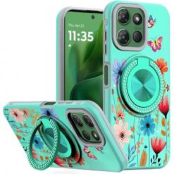 Moto G Power 2026/2025 Metal Diamond CD Pattern Design Matte Finished Hybrid with Rotational Rin