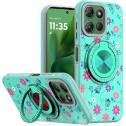 Moto G Power 2026/2025 Metal Diamond CD Pattern Design Matte Finished Hybrid with Rotational Rin