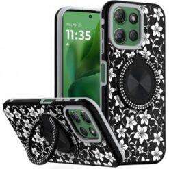 Moto G Power 2026/2025 Metal Diamond CD Pattern Design Matte Finished Hybrid with Rotational Rin