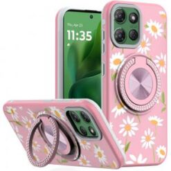 Moto G Power 2026/2025 Metal Diamond CD Pattern Design Matte Finished Hybrid with Rotational Rin