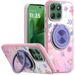 Moto G Power 2026/2025 Metal Diamond CD Pattern Design Matte Finished Hybrid with Rotational Rin