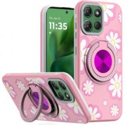 Moto G Power 2026/2025 Metal Diamond CD Pattern Design Matte Finished Hybrid with Rotational Rin