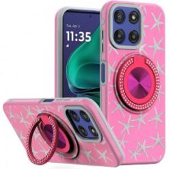 Moto G Stylus 5G 2026/2025 Metal Diamond CD Pattern Design Matte Finished Hybrid with Rotational