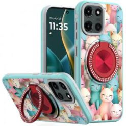 Moto G Stylus 5G 2026/2025 Metal Diamond CD Pattern Design Matte Finished Hybrid with Rotational