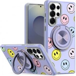 Samsung s26 Ultra Metal Diamond CD Pattern Design Matte Finished Hybrid with Rotational Ring [Ca