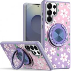 Samsung s26 Ultra Metal Diamond CD Pattern Design Matte Finished Hybrid with Rotational Ring [Ca