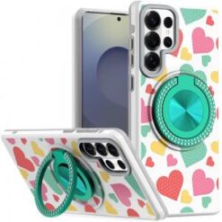 Samsung s26 Ultra Metal Diamond CD Pattern Design Matte Finished Hybrid with Rotational Ring [Ca