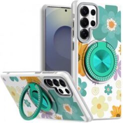 Samsung s26 Ultra Metal Diamond CD Pattern Design Matte Finished Hybrid with Rotational Ring [Ca