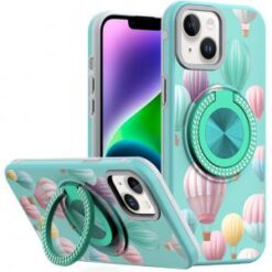 iPhone 13/14 Metal Diamond CD Pattern Design Matte Finished Hybrid with Rotational Ring [Car Mou