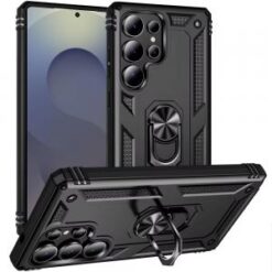 Samsung s26 Ultra Ring Magnetic Kickstand Hybrid Case Cover - Black