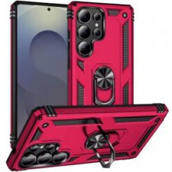 Samsung s26 Ultra Ring Magnetic Kickstand Hybrid Case Cover - Hot Pink