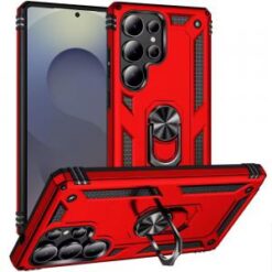 Samsung s26 Ultra Ring Magnetic Kickstand Hybrid Case Cover - Red