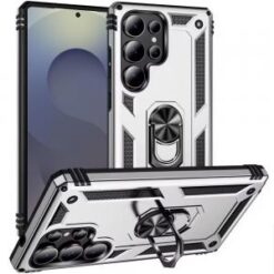 Samsung s26 Ultra Ring Magnetic Kickstand Hybrid Case Cover - Silver