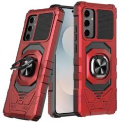 Samsung s26 Plus Robotic Hybrid with Magnetic Ring Stand Case Cover - Red