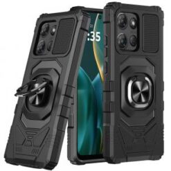 Moto G Stylus 5G 2026/2025 Robotic Hybrid with Magnetic Ring Stand Case Cover - Black