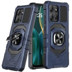 Moto G Stylus 5G 2026/2025 Robotic Hybrid with Magnetic Ring Stand Case Cover - Dark Blue