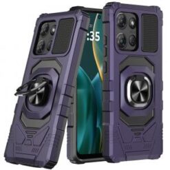 Moto G Stylus 5G 2026/2025 Robotic Hybrid with Magnetic Ring Stand Case Cover - Dark Purple