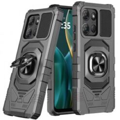 Moto G Stylus 5G 2026/2025 Robotic Hybrid with Magnetic Ring Stand Case Cover - Grey