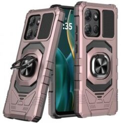 Moto G Stylus 5G 2026/2025 Robotic Hybrid with Magnetic Ring Stand Case Cover - Rose Gold