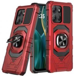 Moto G Stylus 5G 2026/2025 Robotic Hybrid with Magnetic Ring Stand Case Cover - Red