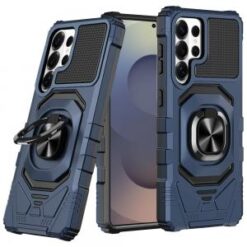 Samsung s26 Ultra Robotic Hybrid with Magnetic Ring Stand Case Cover - Dark Blue