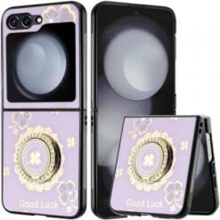 Samsung Z Flip 7FE / Flip 6 SPLENDID Diamond Glitter Ornaments Engraving Case Cover - Good Luck