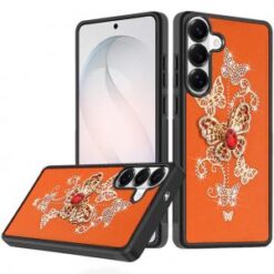 Samsung s26 SPLENDID Diamond Glitter Ornaments Engraving Case Cover - Garden Butterflies Cosmic