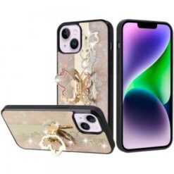 iPhone 14/iPhone 13 SPLENDID Diamond Glitter Ornaments Engraving Case Cover - Enchanted Butterfl