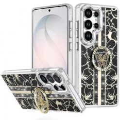 Samsung s26 Ultra Splendid Floral Designs with Metal Camera and Buttons with Butterfly Ring Stan