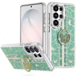 Samsung s26 Ultra Splendid Floral Designs with Metal Camera and Buttons with Butterfly Ring Stan