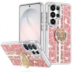 Samsung s26 Ultra Splendid Floral Designs with Metal Camera and Buttons with Butterfly Ring Stan