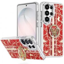 Samsung s26 Ultra Splendid Floral Designs with Metal Camera and Buttons with Butterfly Ring Stan