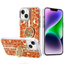 iPhone 13/14 Splendid Floral Designs with Metal Camera and Buttons with Butterfly Ring Stand Hyb