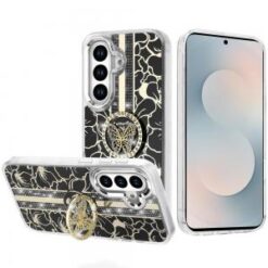 Samsung s26 Splendid Floral Designs with Metal Camera and Buttons with Butterfly Ring Stand Hybr