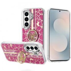 Samsung s26 Splendid Floral Designs with Metal Camera and Buttons with Butterfly Ring Stand Hybr