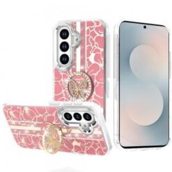 Samsung s26 Splendid Floral Designs with Metal Camera and Buttons with Butterfly Ring Stand Hybr