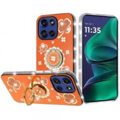 Moto G Stylus 5G 2026/2025 Splendid Glitter with Diamonds All Around Edges Ring Stand Case Cover