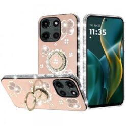 Moto G Stylus 5G 2026/2025 Splendid Glitter with Diamonds All Around Edges Ring Stand Case Cover